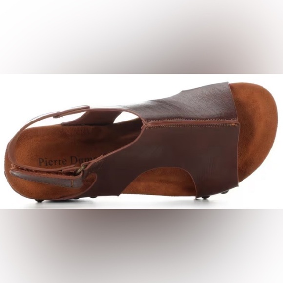 Elegant Brown Leather Wedge Sandals - Picture 5 of 7
